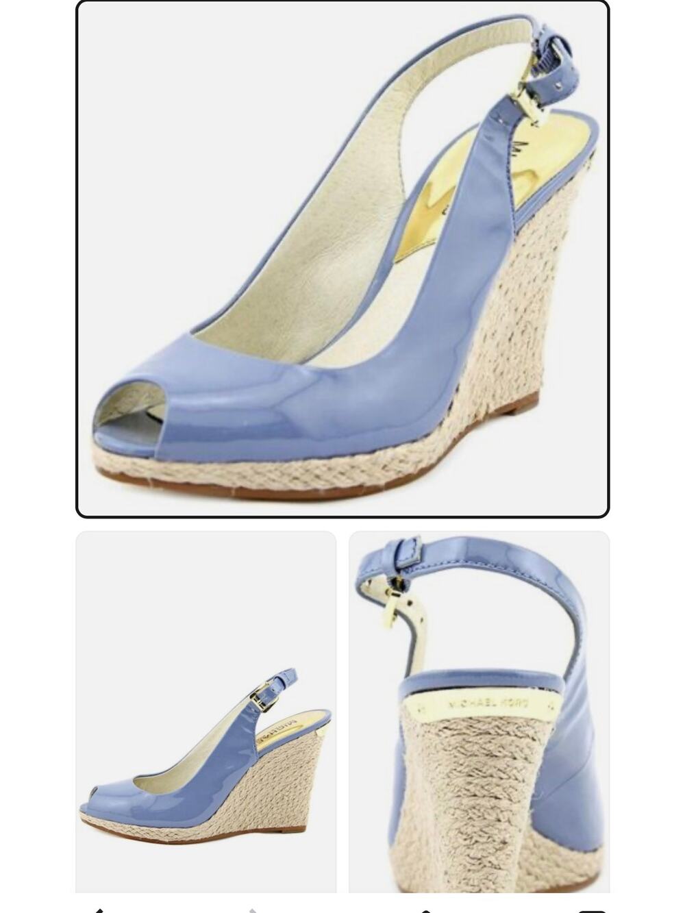 Michael Kors Keegan slingback wedge sandal in the "Surf" patent leather 9.5